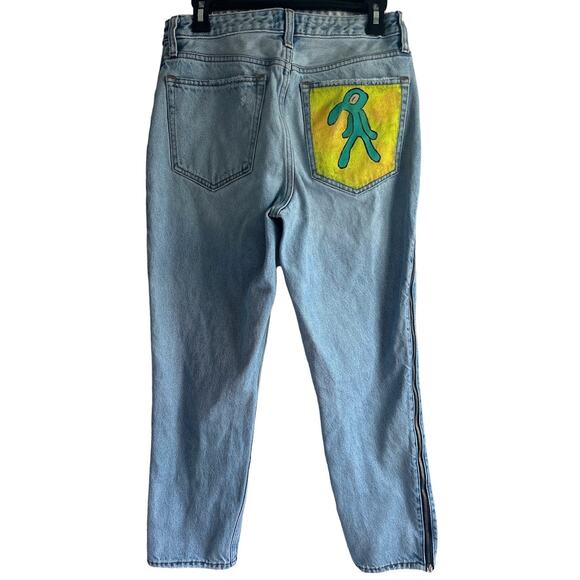 Abercrombie & Fitch 30 R Annie High Rise Girlfriend Light Wash Jeans Side Zipper - Picture 2 of 6